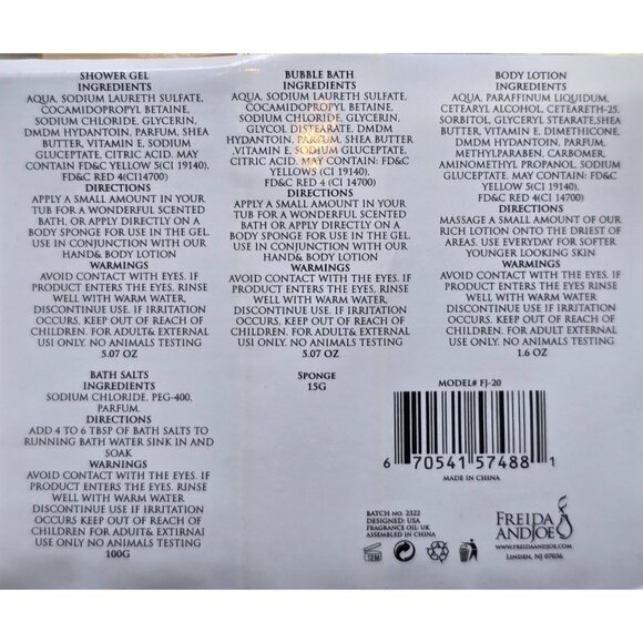 Freida & Joe White Rose & Jasmine Gift Set Body Lotion Shower Gel Bubble Bath - Picture 3 of 3